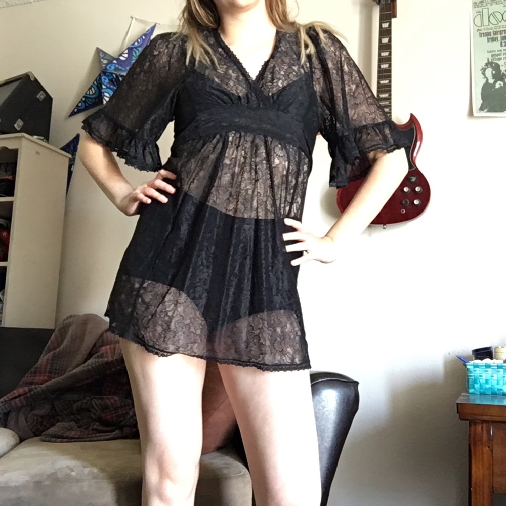 Betsey Johnson Black Lace Sheer Dress
